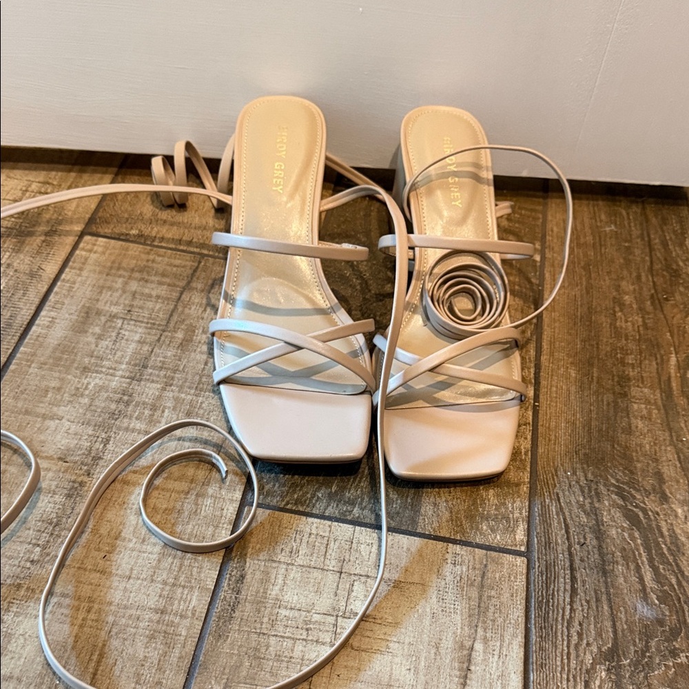 Birdy Grey Cream Strappy Heels